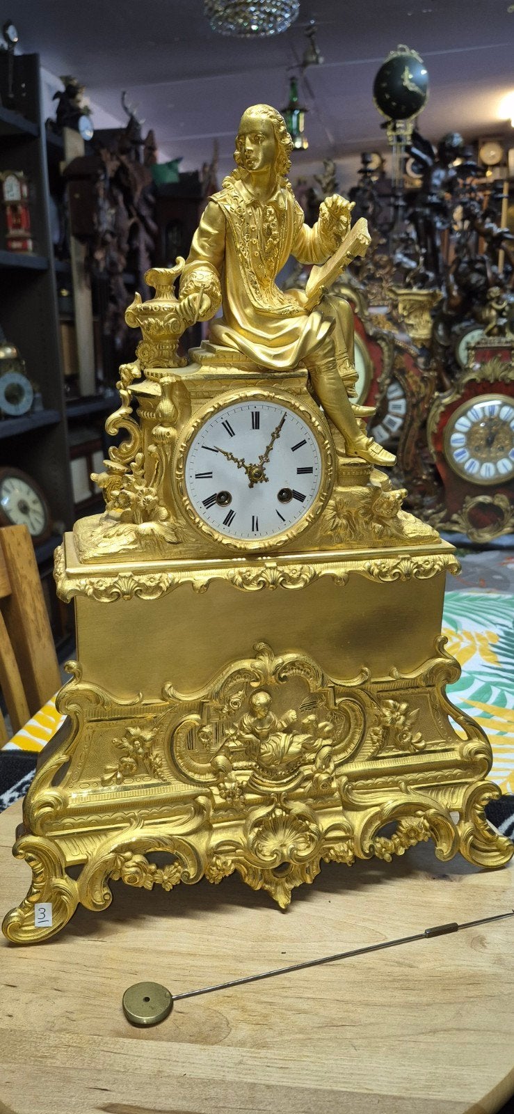 Bronzen Franse pendule nm 3, Antiek en Kunst, Antiek | Klokken, Ophalen