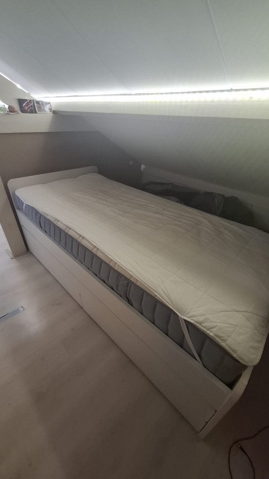 IKEA SLÄKT bedframe met onderbed en opberger, Huis en Inrichting, Ophalen, Gebruikt, Eenpersoons, Wit