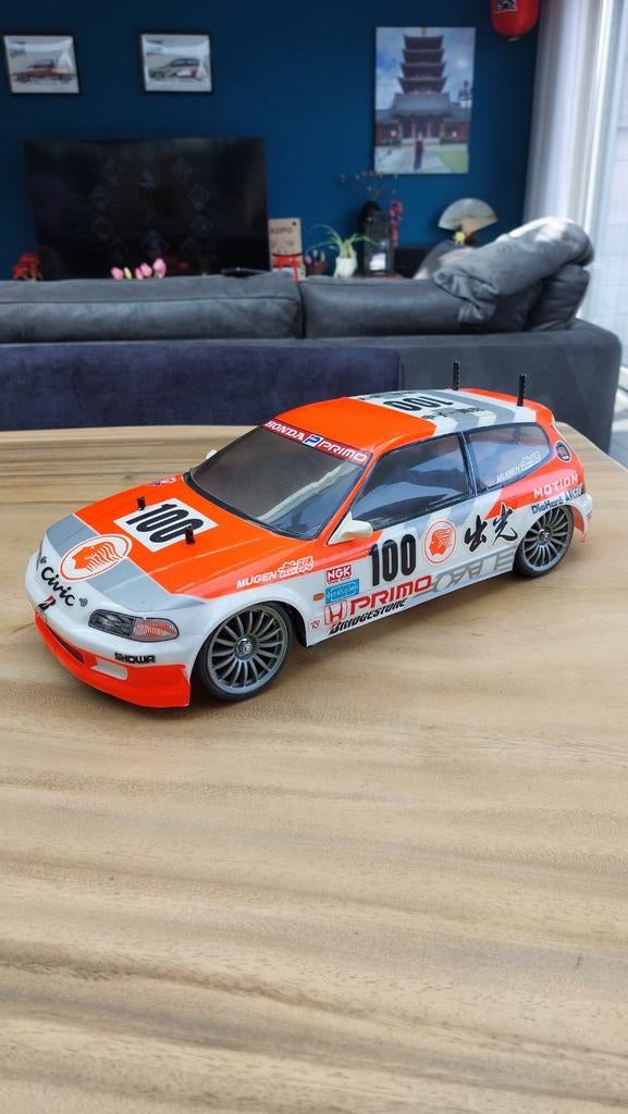 Tamiya FF01 Honda Civic RC Auto - Klassieke FWD Racer, Elektro, Gebruikt, Ophalen of Verzenden, Schaal 1:10