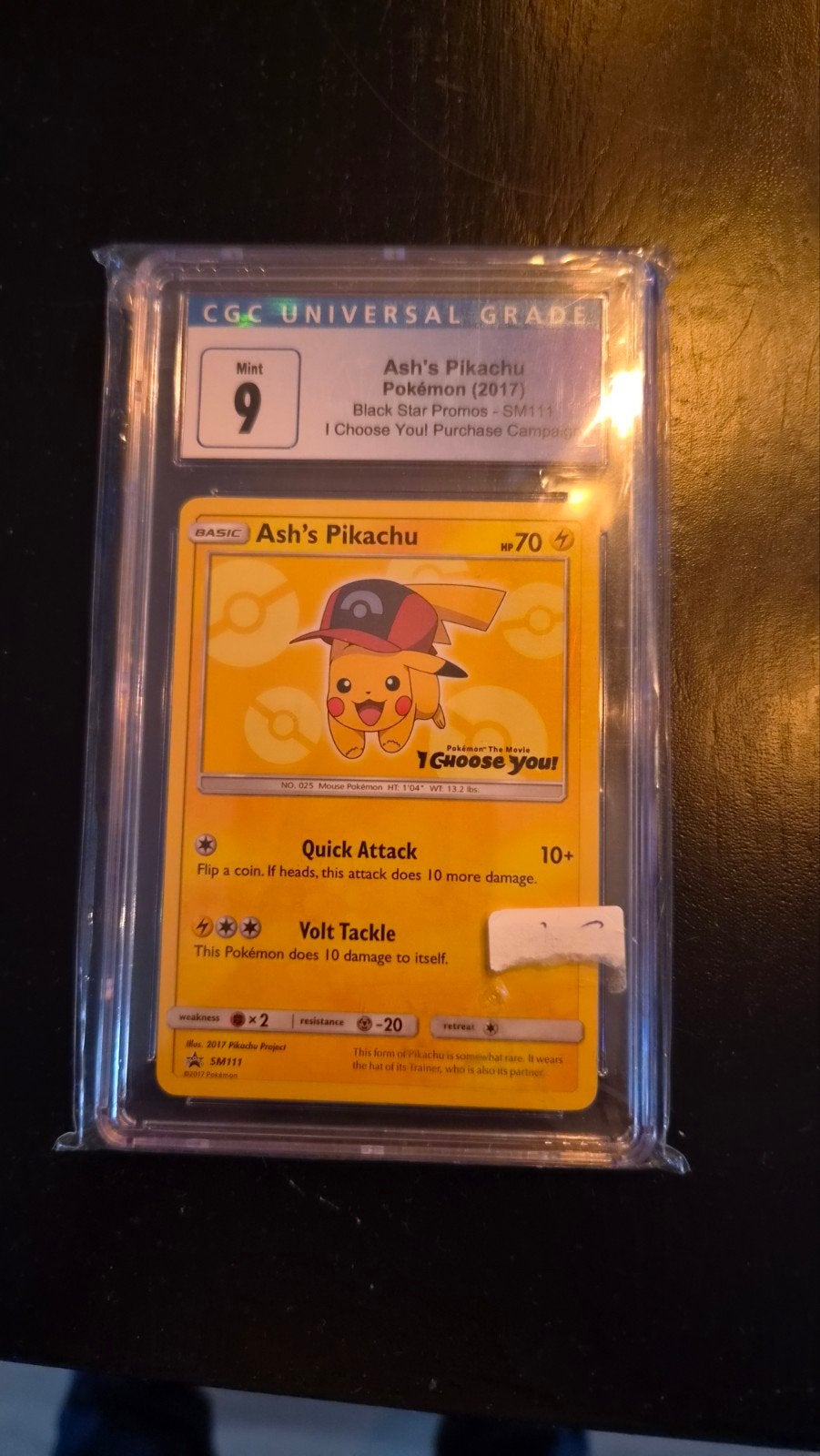 Ash's Pikachu Pokémon Kaart CGC 9 Mint - I Choose You! SM111, Ophalen of Verzenden