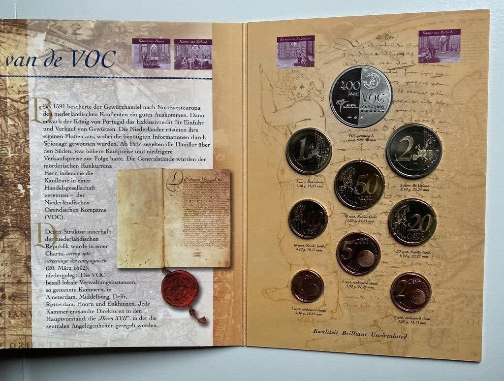 Complete Serie 400 Jaar VOC Muntsets (Deel I t/m VI)– KNM BU, Setje, Koningin Beatrix, Zilver, Euro's