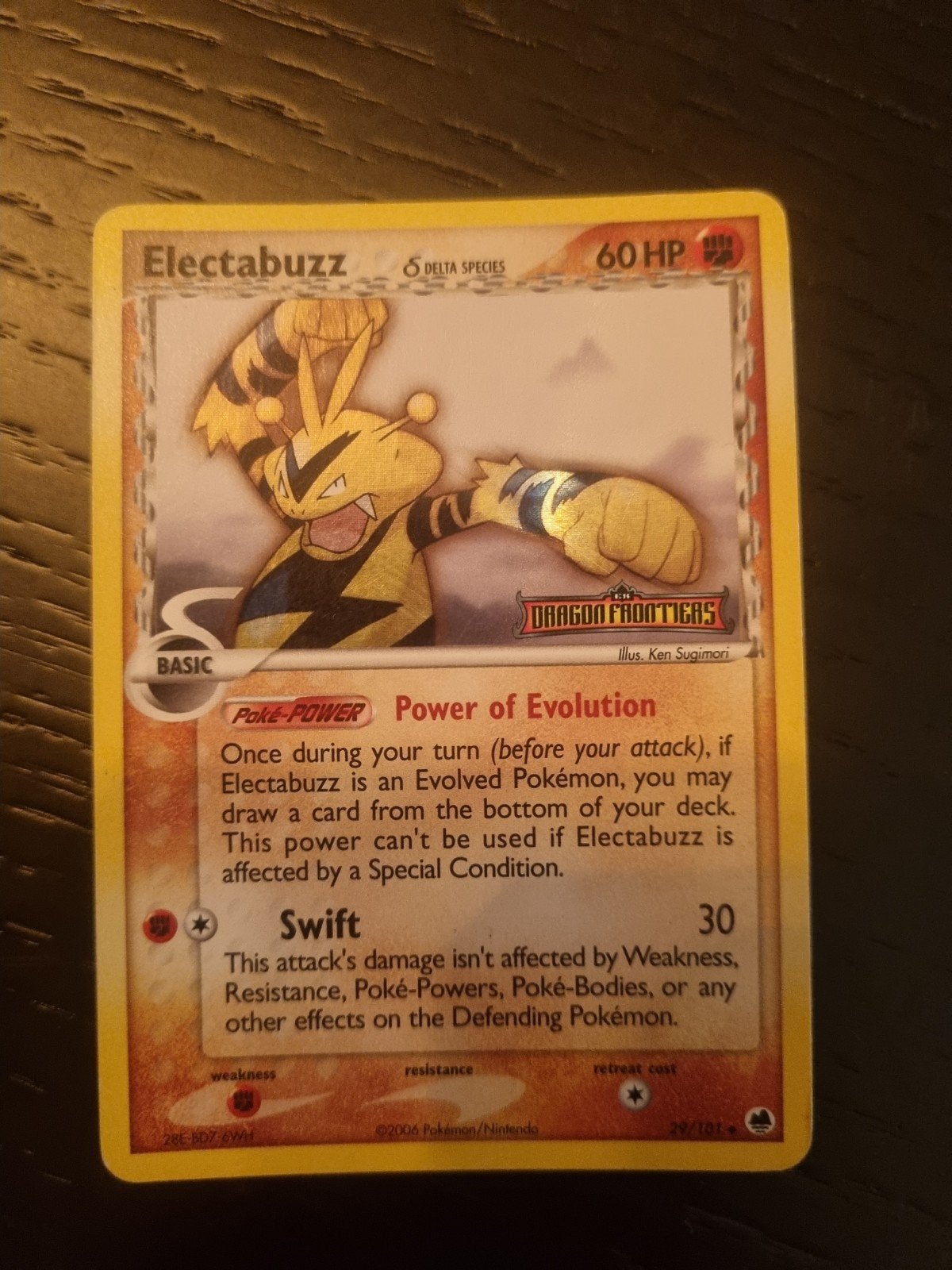 electabuzz 29/101dragon frontiers HOLO STAMPED € 20, Ophalen of Verzenden, Zo goed als nieuw, Losse kaart, Foil