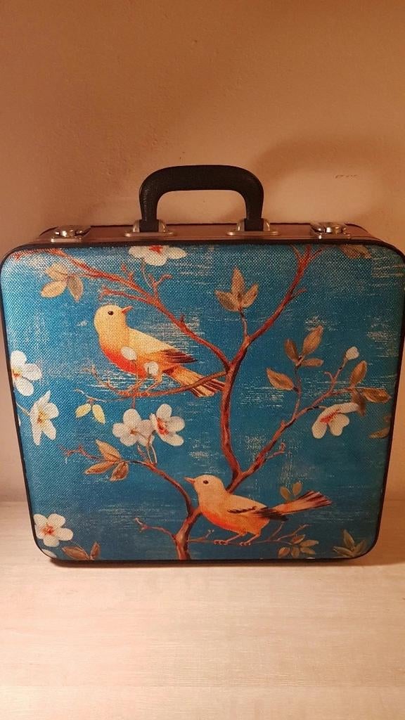 Unieke vintage thema koffer up vakantie tassen, Ophalen of Verzenden, Hard kunststof, 50 tot 60 cm, 35 tot 45 cm