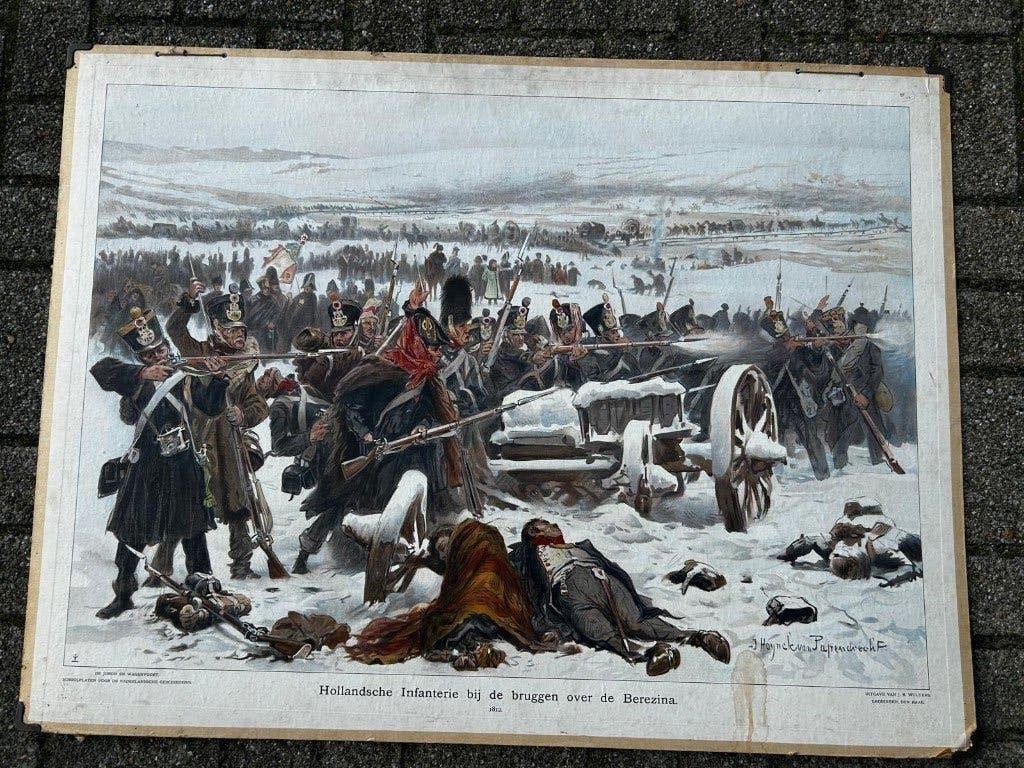 Hollandse infanterie bij de bruggen over de Berezina, 1812, Antiek en Kunst, Ophalen of Verzenden, Geschiedenis