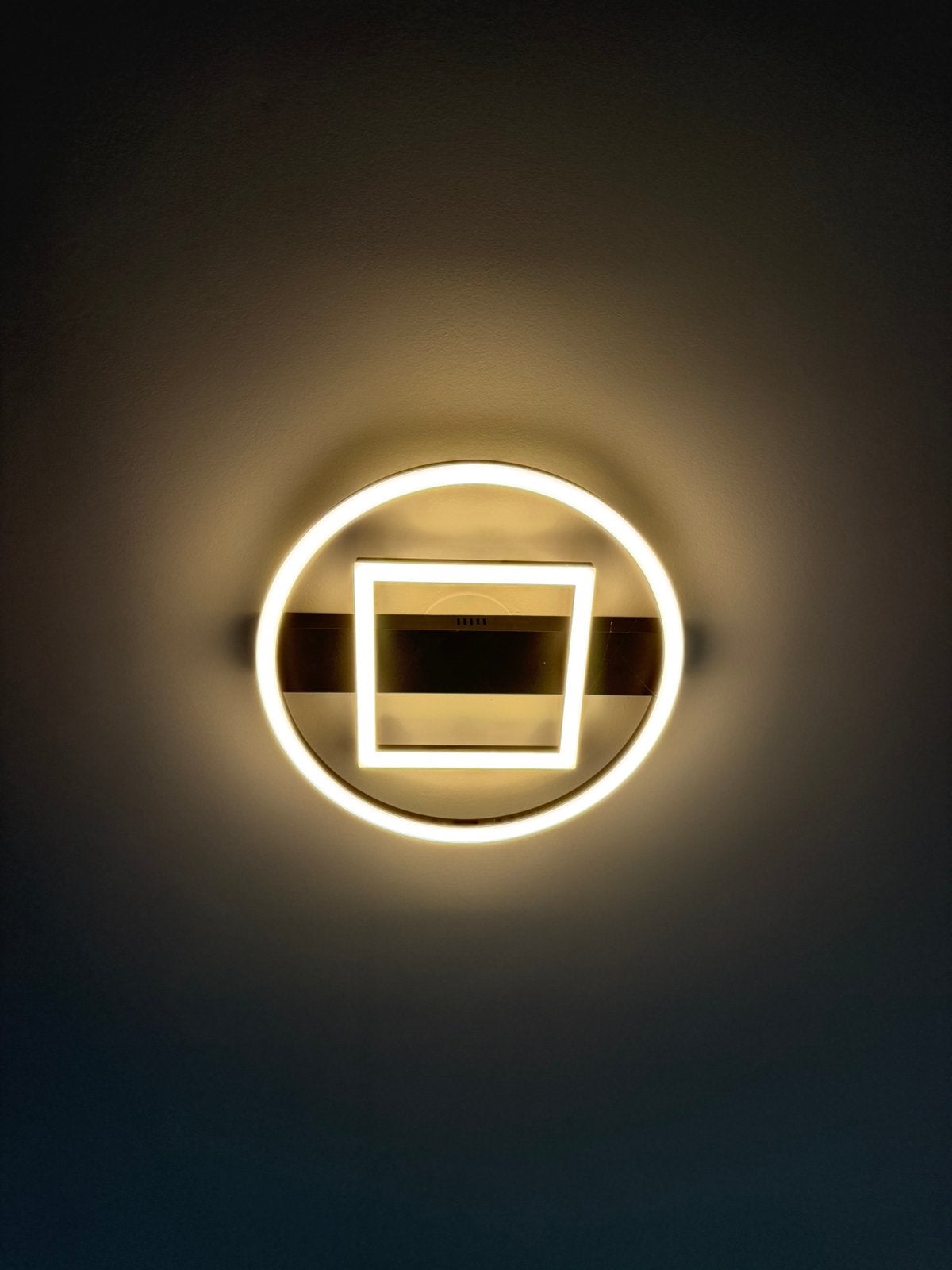 Moderne LED Plafondlamp 2 stuks - Rond met Vierkant Design, Ophalen, Zo goed als nieuw, Metaal