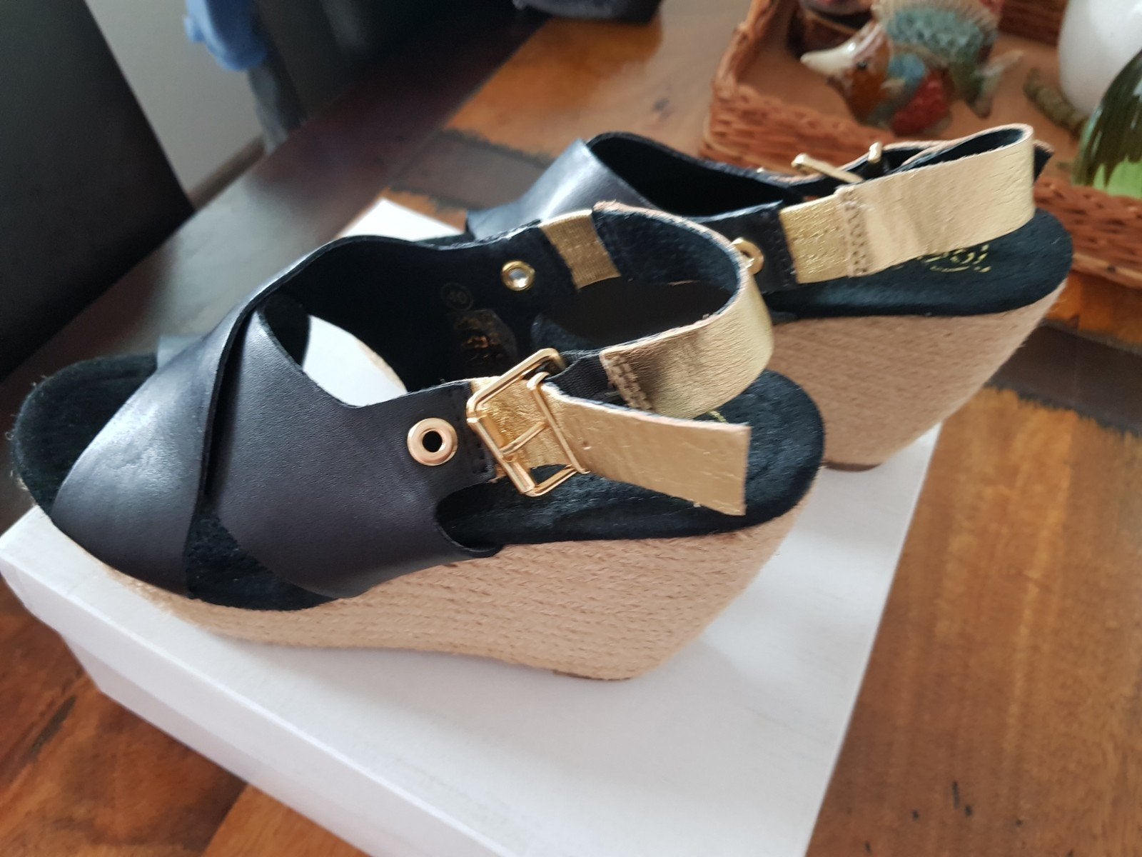 Omoda dames schoen(z.g.a.n.)Maat 40, Zwart, Omoda, Zo goed als nieuw, Sandalen of Muiltjes