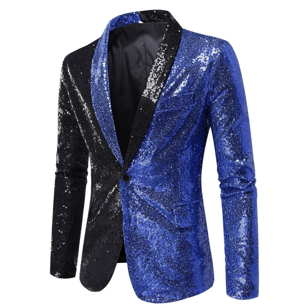 Heren blauw zwart glitter colbert / mannen blazer paillet, Kleding | Heren, Verzenden, Nieuw, Overige maten, Meerkleurig