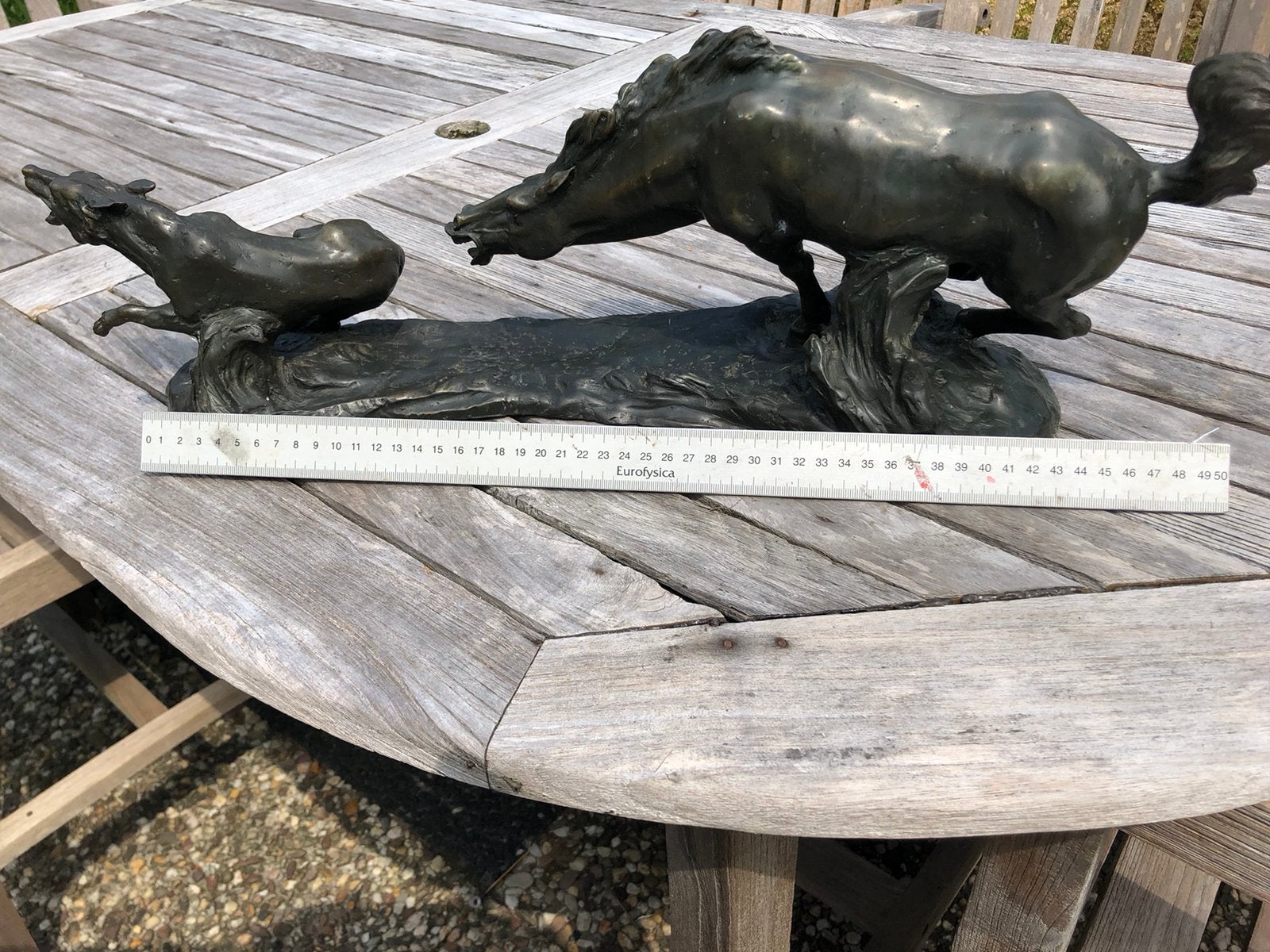 2 paarden op sokkel, Ophalen