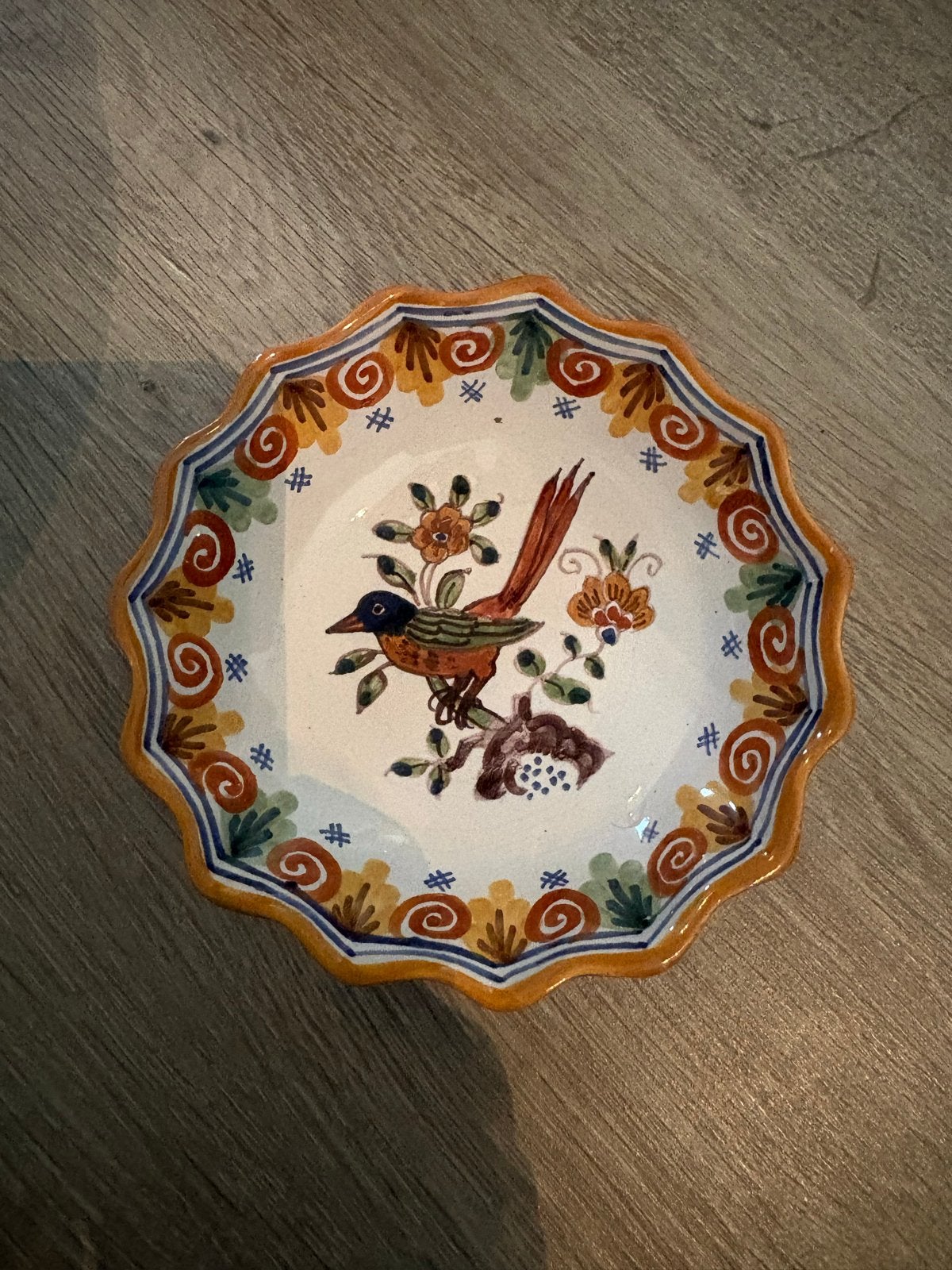Vintage Handwerk Altena Workum Wandbordje met Vogel, Ophalen of Verzenden
