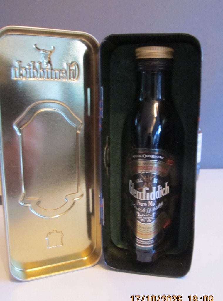 whisky glenfiddich  single pure malt incl. blikje, Ophalen of Verzenden