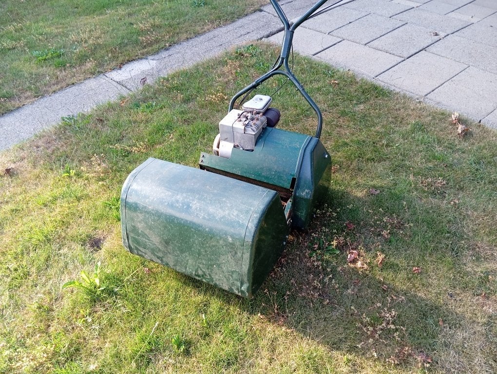 Grasmaaier Webb kooimaaier 50cm met opvangbak benzine, Ophalen, Gebruikt, Webb, Opvangbak