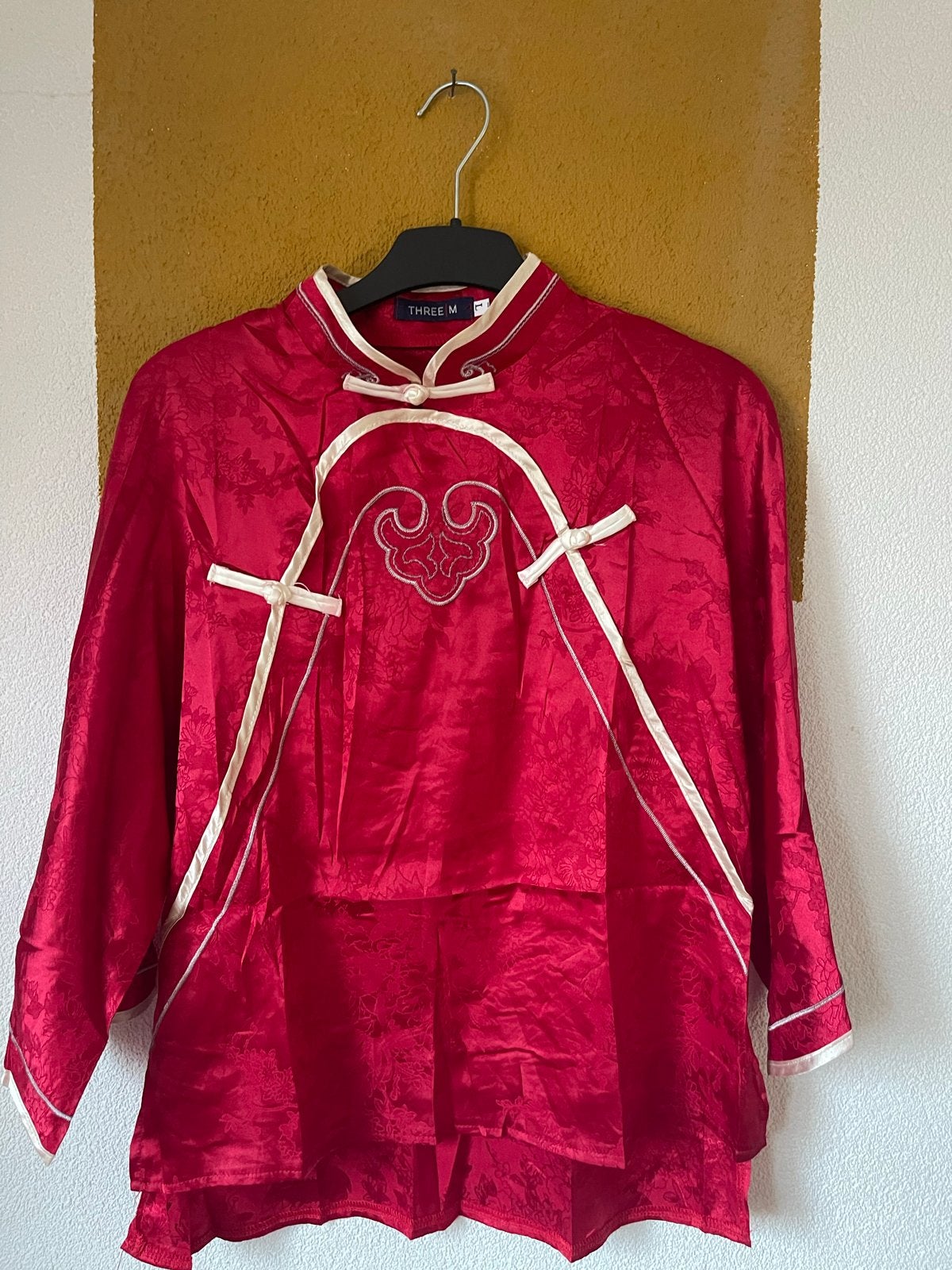 Rode Chinese blouse met borduursel - Maat L, Maat 42/44 (L), Nieuw, Ophalen of Verzenden, Boven de knie