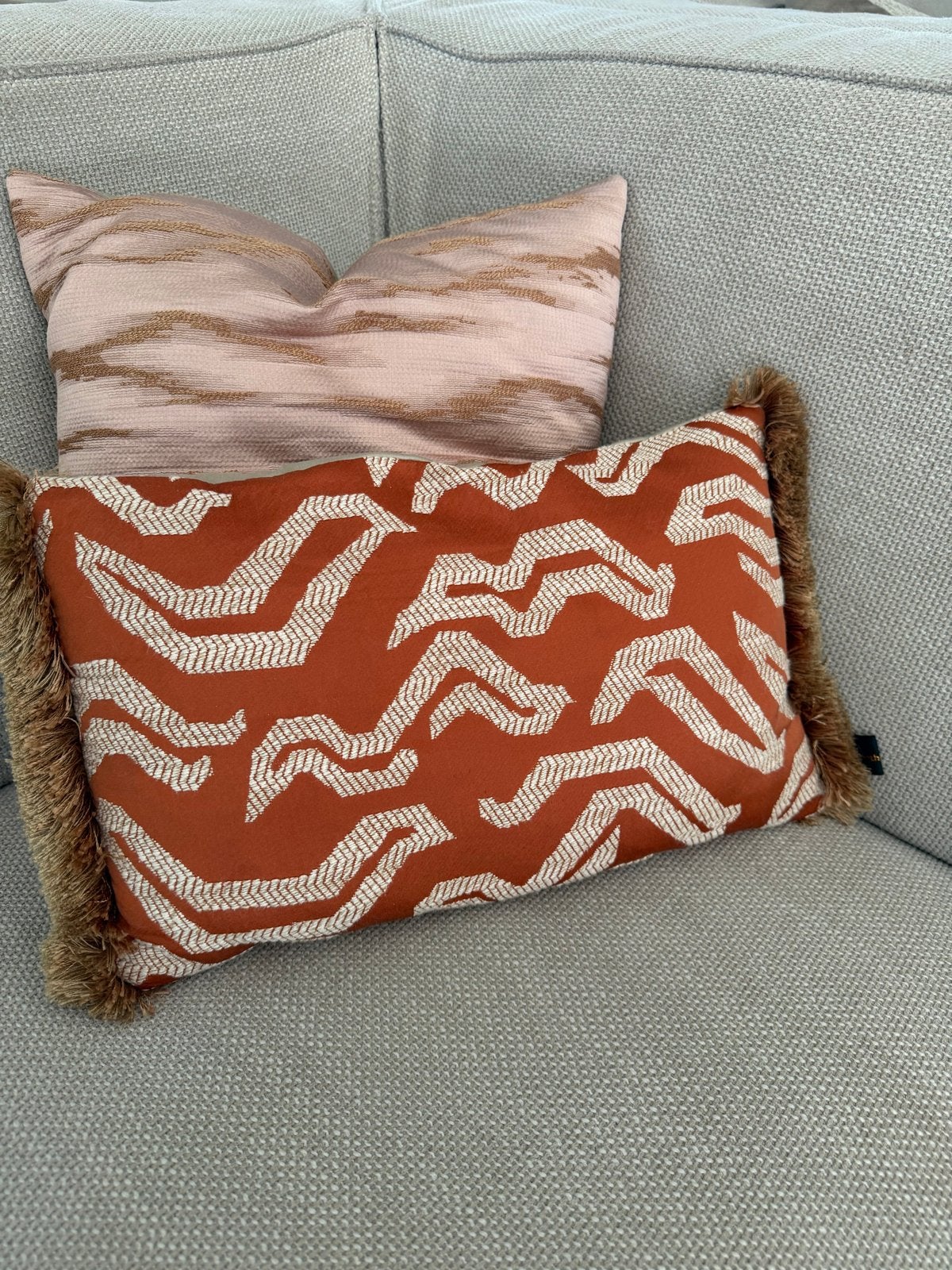 Prachtig sierkussen kussen van Pierre Frey stof, Overige merken, Met print, Oranje, Ophalen of Verzenden