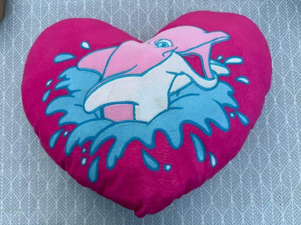 Sierkussen roze hart met dolfijn, Overige merken, Gebruikt, Ophalen of Verzenden, Sierkussen
