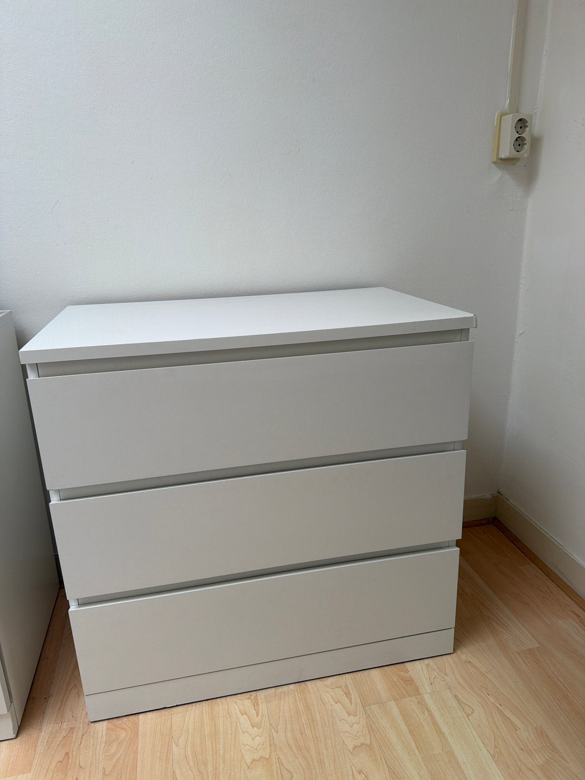 IKEA MALM ladekast, 3 lades, 80x78 cm, wit, Huis en Inrichting, Ophalen, Gebruikt, 50 tot 100 cm, 3 of 4 laden