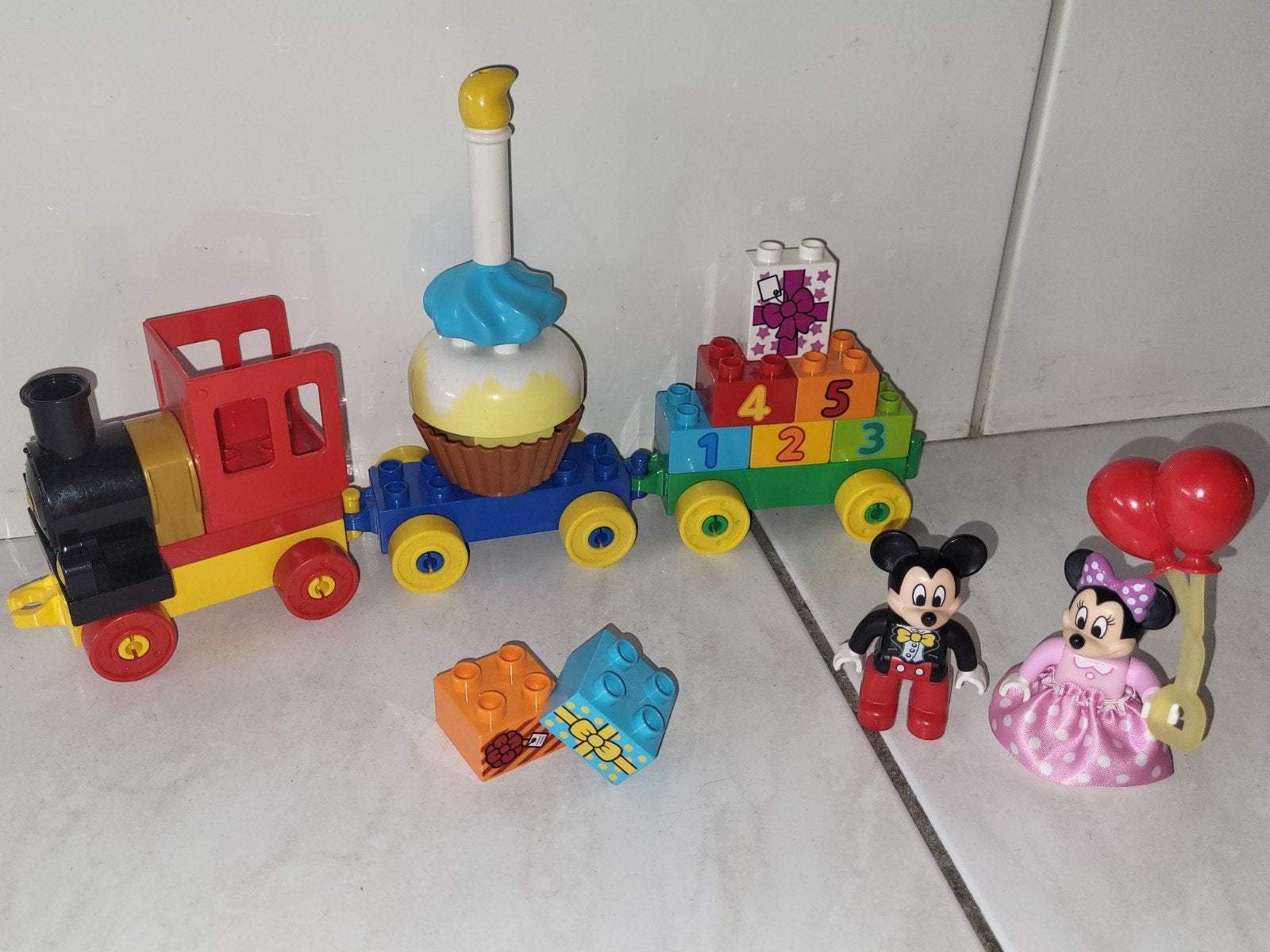 Duplo Disney Mickey en Minnie Mouse feest trein, Gebruikt, Ophalen of Verzenden, Duplo, Duplo