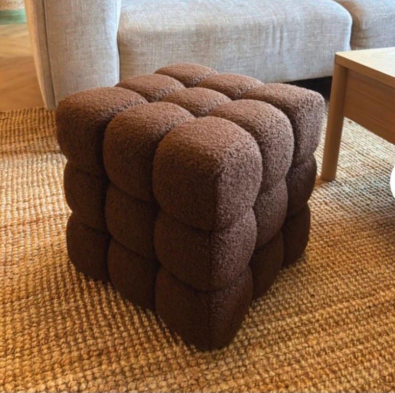 Poef kubus teddy bruin, Ophalen, Minder dan 50 cm, Rond, Minder dan 50 cm