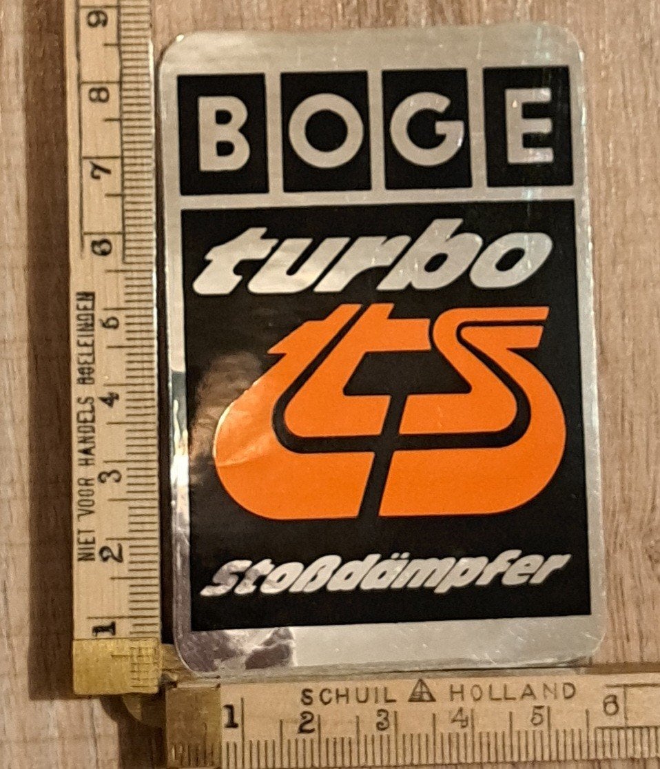 Vintage spiegelsticker Boge TURBO Sto§dempfer sticker, Ophalen of Verzenden, Zo goed als nieuw