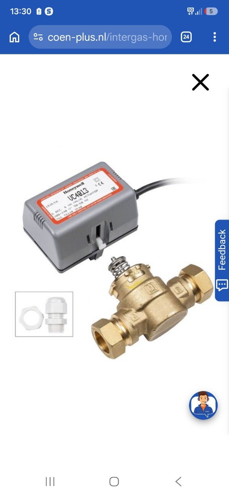 Honeywell Intergas 2-wegklep UC4013, Doe-het-zelf en Verbouw, Verwarming en Radiatoren, Minder dan 30 cm, Overige typen, Minder dan 60 cm