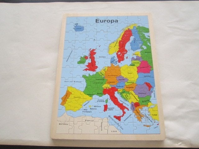 puzzel van europa., Ophalen, Gebruikt, Meer dan 50 stukjes, Van hout