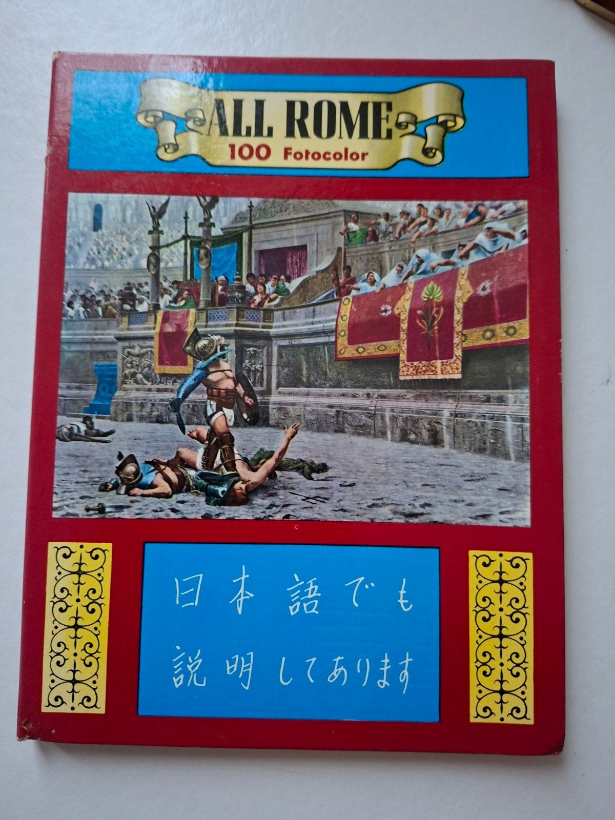 Boek, met uitklapbare reeks 100 kleurenfoto's van oud Rome., Gebruikt, Foto, 1940 tot 1960, Buitenland