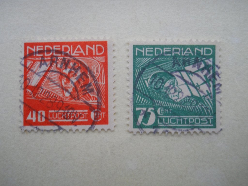 Nederland 1928 Luchtpost Nvph.LP4-LP5 Rondstempels Arnhem, Ophalen of Verzenden, T/m 1940, Gestempeld