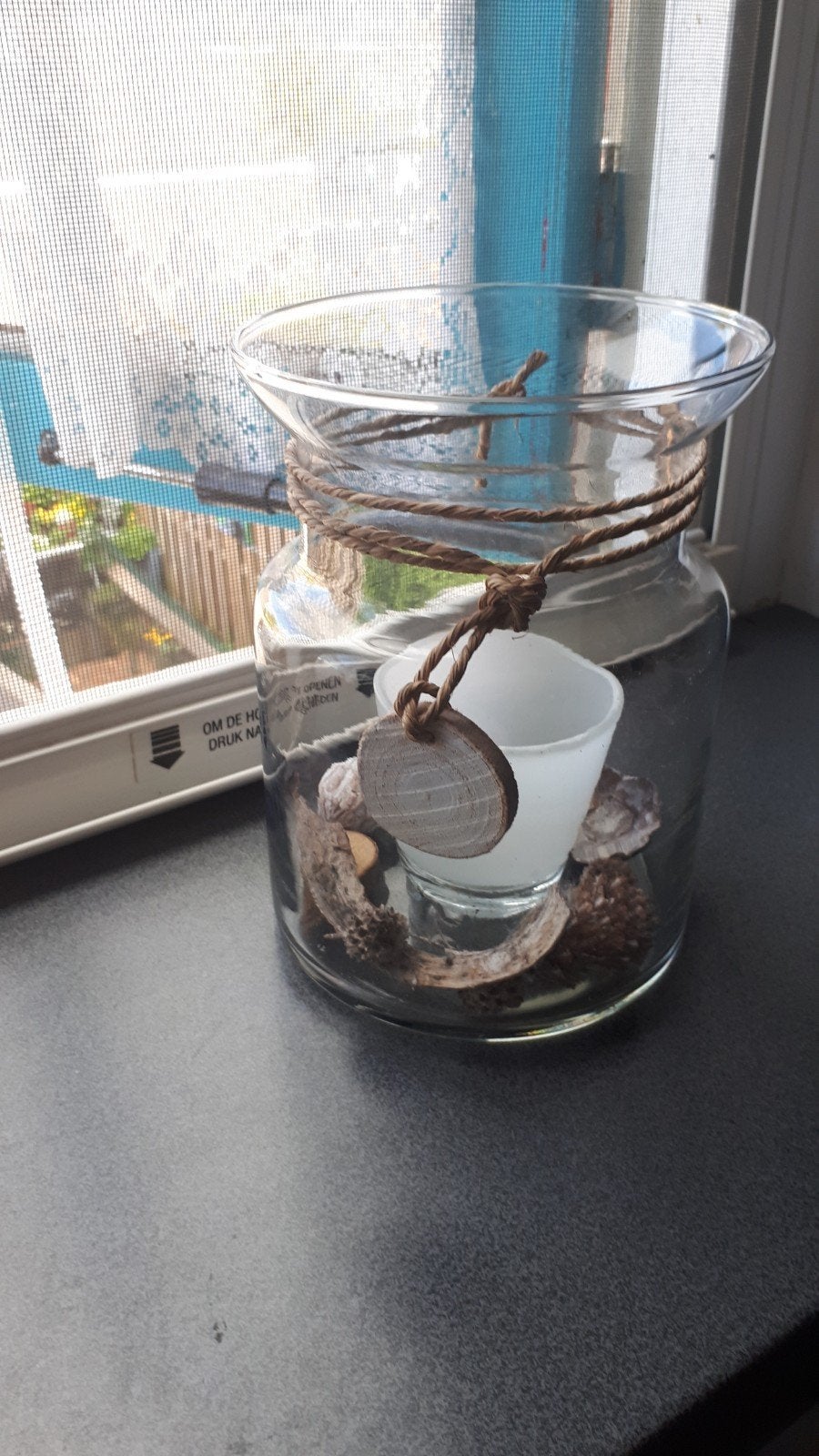 Nw 2 glazen pot 1 v waxinelicht+1 m klein vaasje (prijs=beid, Ophalen of Verzenden, Nieuw, Glas
