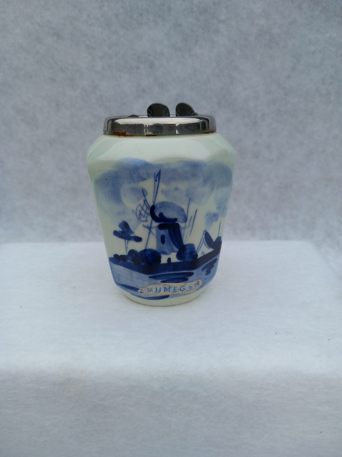 Vintage Delfts Blauw Tandenstokerhouder Nijmegen Molen, Antiek en Kunst, Ophalen of Verzenden