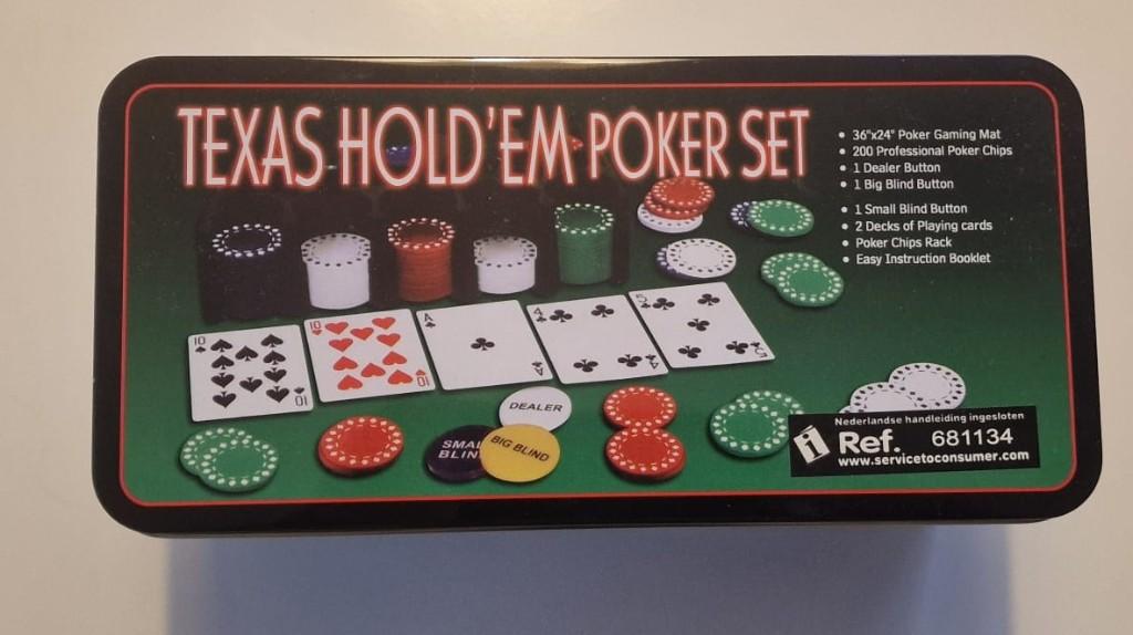 Texas Hold e'm poker set, Vijf spelers of meer, Ophalen of Verzenden, Zo goed als nieuw, Onbekend