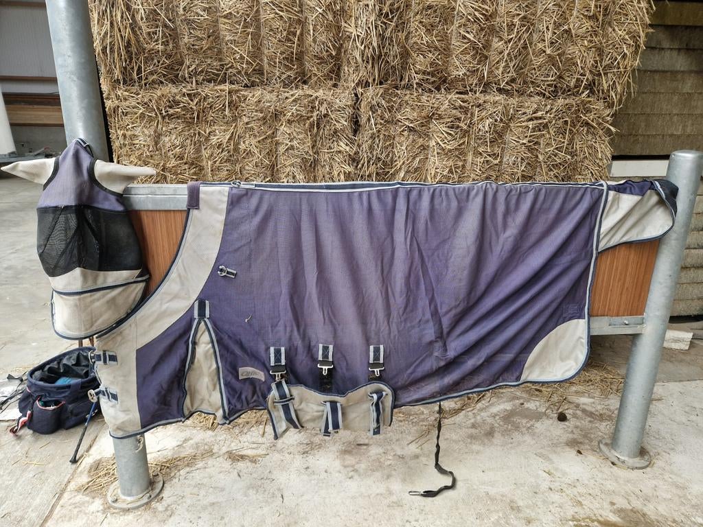 Vliegendeken met afneembare hals en masker 205, Dieren en Toebehoren, Full (L), Gebruikt, QHP, Vliegendeken