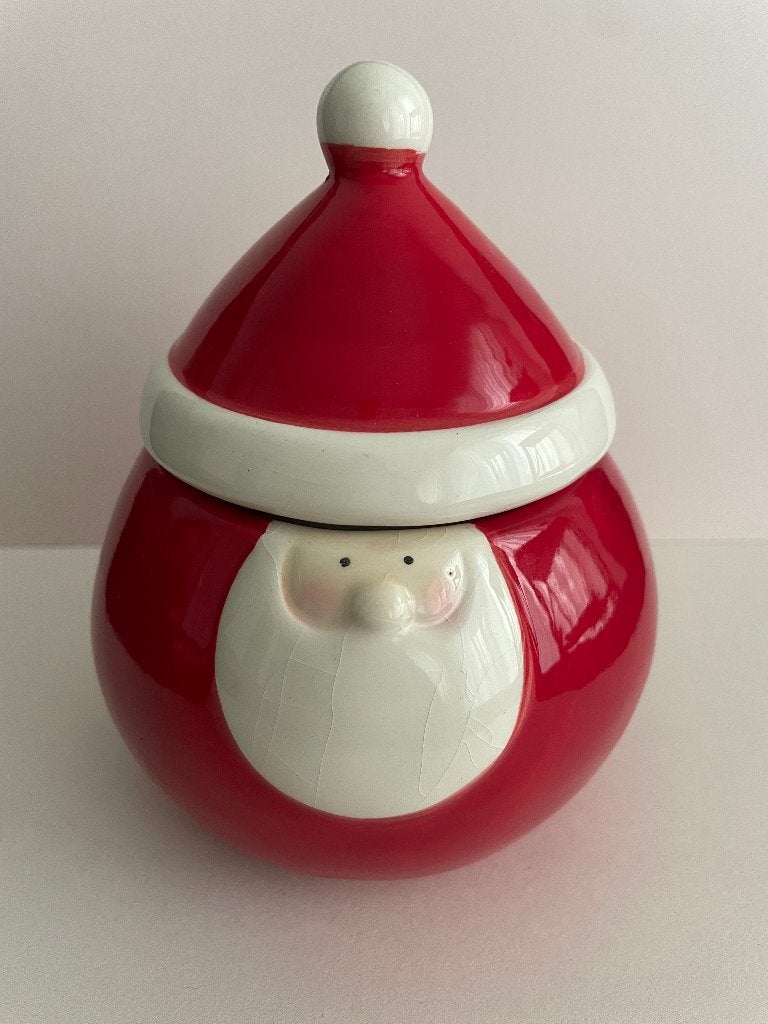 Vrolijke voorraadpot kerstman, Ophalen of Verzenden, Gebruikt