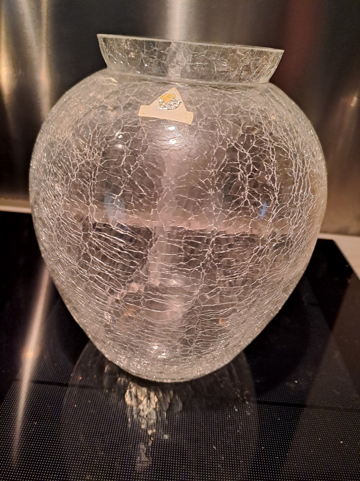 Decoratieve glazen vaas met craquelé-effect, Ophalen of Verzenden