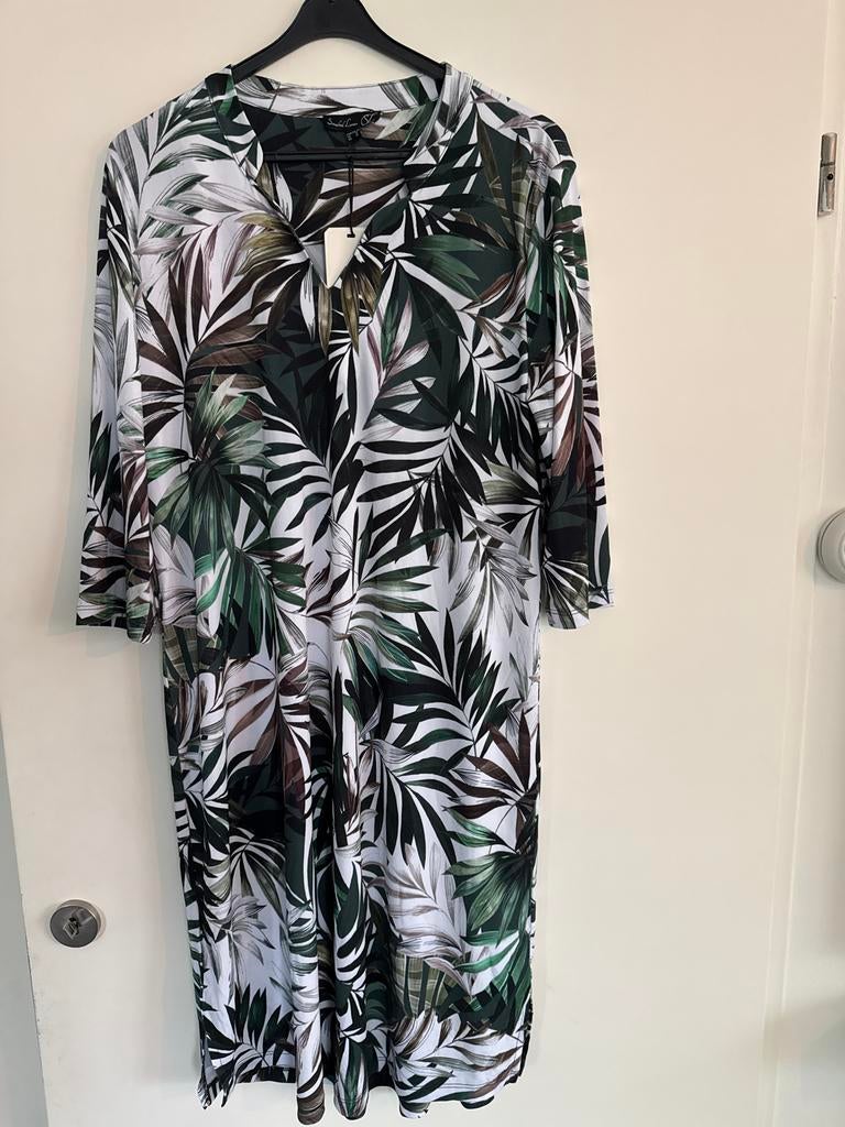 Smashed Lemon Jurk met Bladprint - Maat 44 (XXL), Maat 46/48 (XL) of groter, Nieuw, Ophalen of Verzenden, Knielengte
