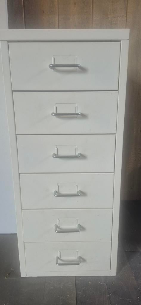 2 Metalen ladekastjes met 6 laden - Wit, Huis en Inrichting, Kasten | Ladekasten, Ophalen, Minder dan 50 cm, Gebruikt, 5 laden of meer