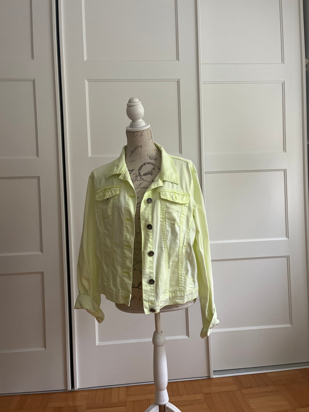 Geisha Denim spijkerjack in neon geel - Maat XL, Verzenden, Gedragen, Maat 46/48 (XL) of groter, Geel