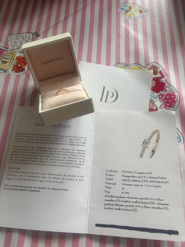Diamond point diamanten ring, Ophalen of Verzenden, Zo goed als nieuw, 17 tot 18, Dame