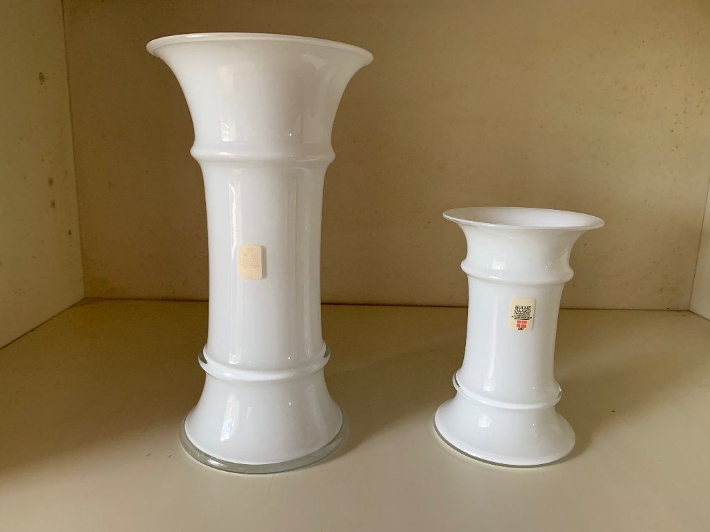 Glazen bloemenvazen Holmegaard, wit, Antiek en Kunst, Antiek | Glas en Kristal, Ophalen of Verzenden