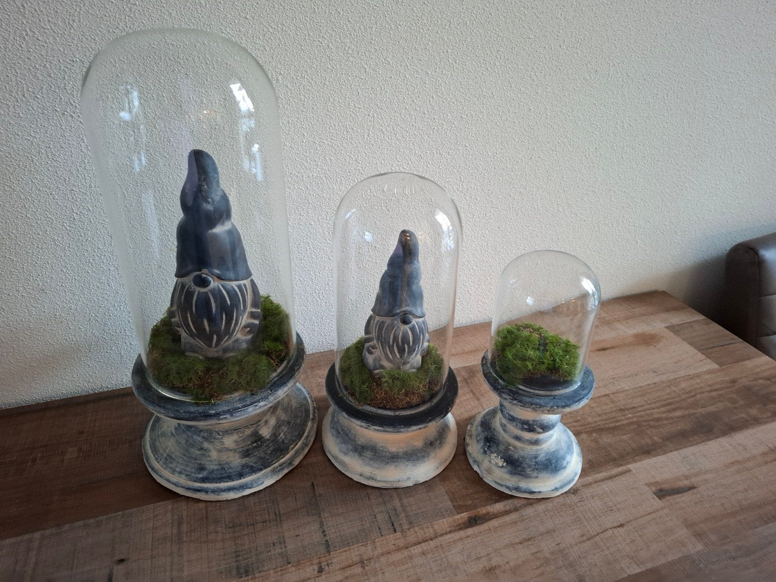 Stolpen 3x  met kerstgnoom - zgan, Glas, Ophalen, Zo goed als nieuw, Inclusief decoratie