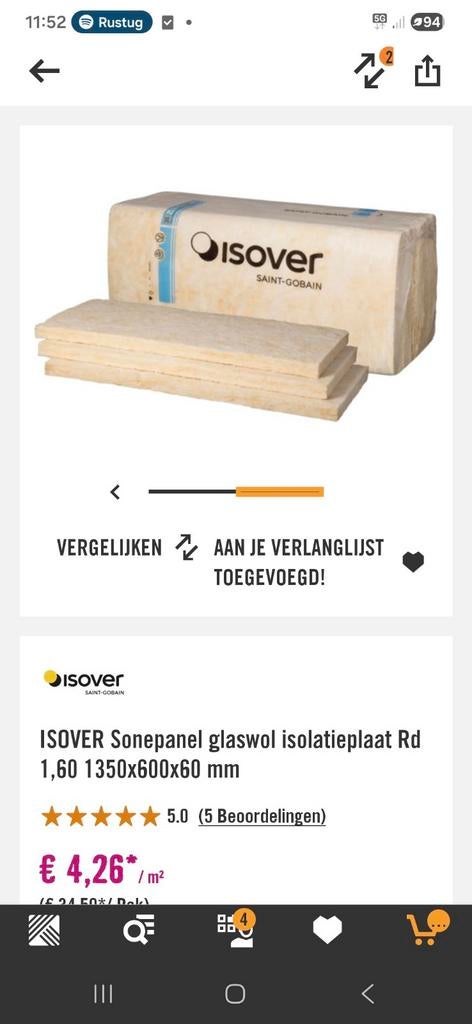 Glaswol isolatieplaten - 3 volle blokken, Dakisolatie, 12 cm of meer, Nieuw, Ophalen of Verzenden