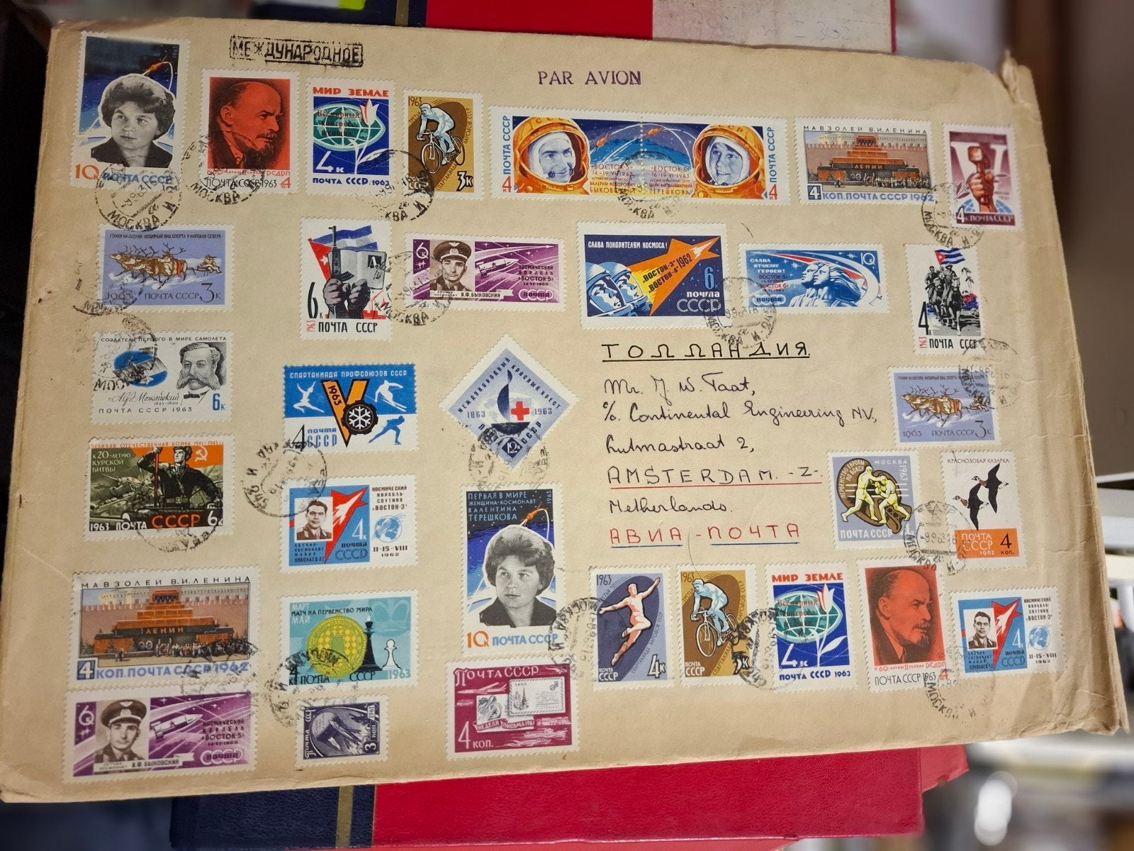 Verzameling Russische postzegels op envelop, Ophalen of Verzenden, Gestempeld