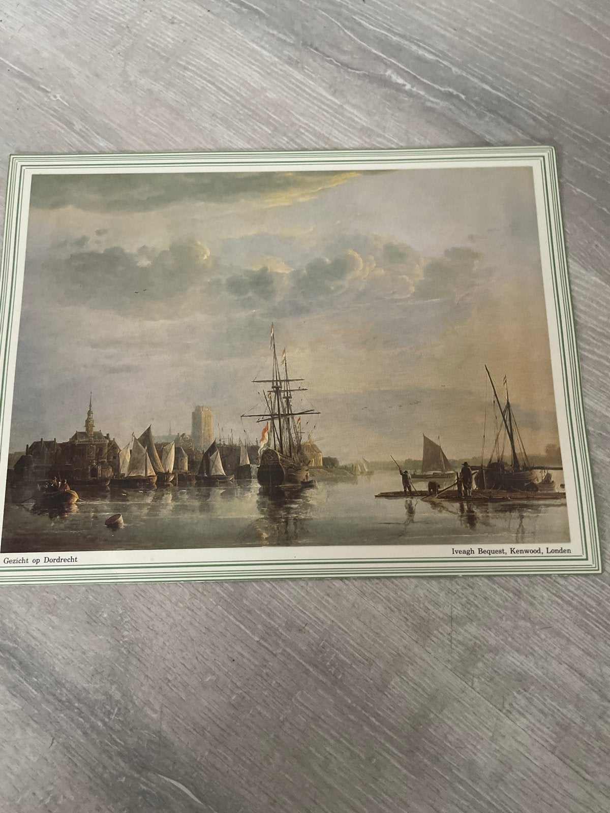 Klassiek schilderij 'Gezicht op Dordrecht', Antiek en Kunst, Ophalen of Verzenden, Klassiek, Print, Papier