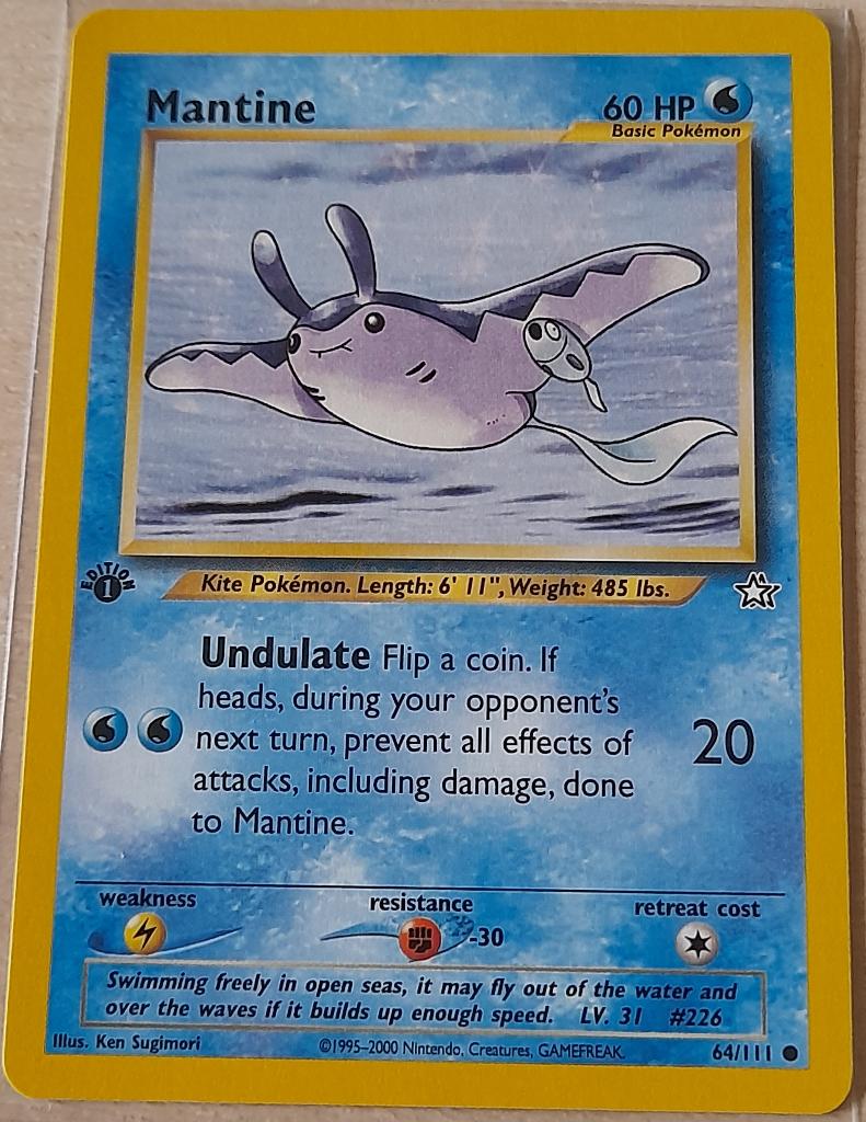 Pokémon Neo Genesis: Mantine 1ed (Boosterfresh), Ophalen of Verzenden, Zo goed als nieuw, Losse kaart