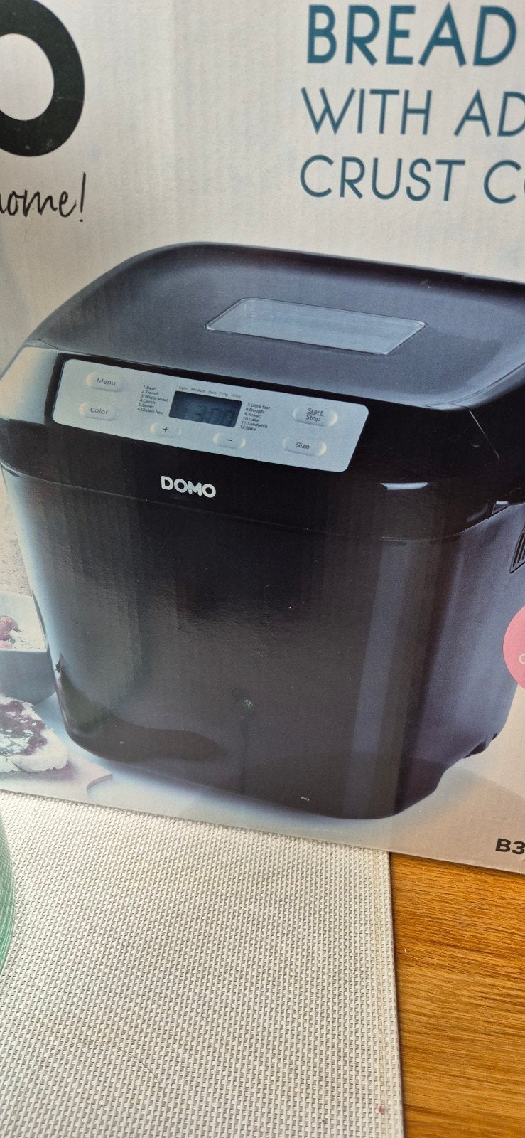 Domo Broodbakmachine met 12 programma's en LCD-display, Meer dan 10 programma's, 800 tot 1200 gram deeg, Nieuw, Ophalen
