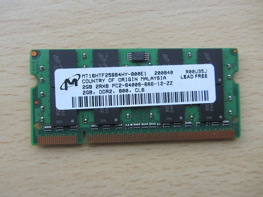 Micron 2GB PC2-6400 DDR2-800MHz non-ECC Unbuffered CL6, Computers en Software, Ophalen of Verzenden, DDR2, 2 GB, Laptop