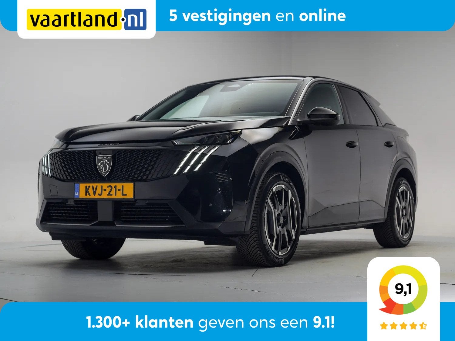 Peugeot E-3008 Allure 73 kWh [ Navi Apple/Android Adaptieve, Auto's, 0 cilinders, Zwart, Leder, SUV of Terreinwagen