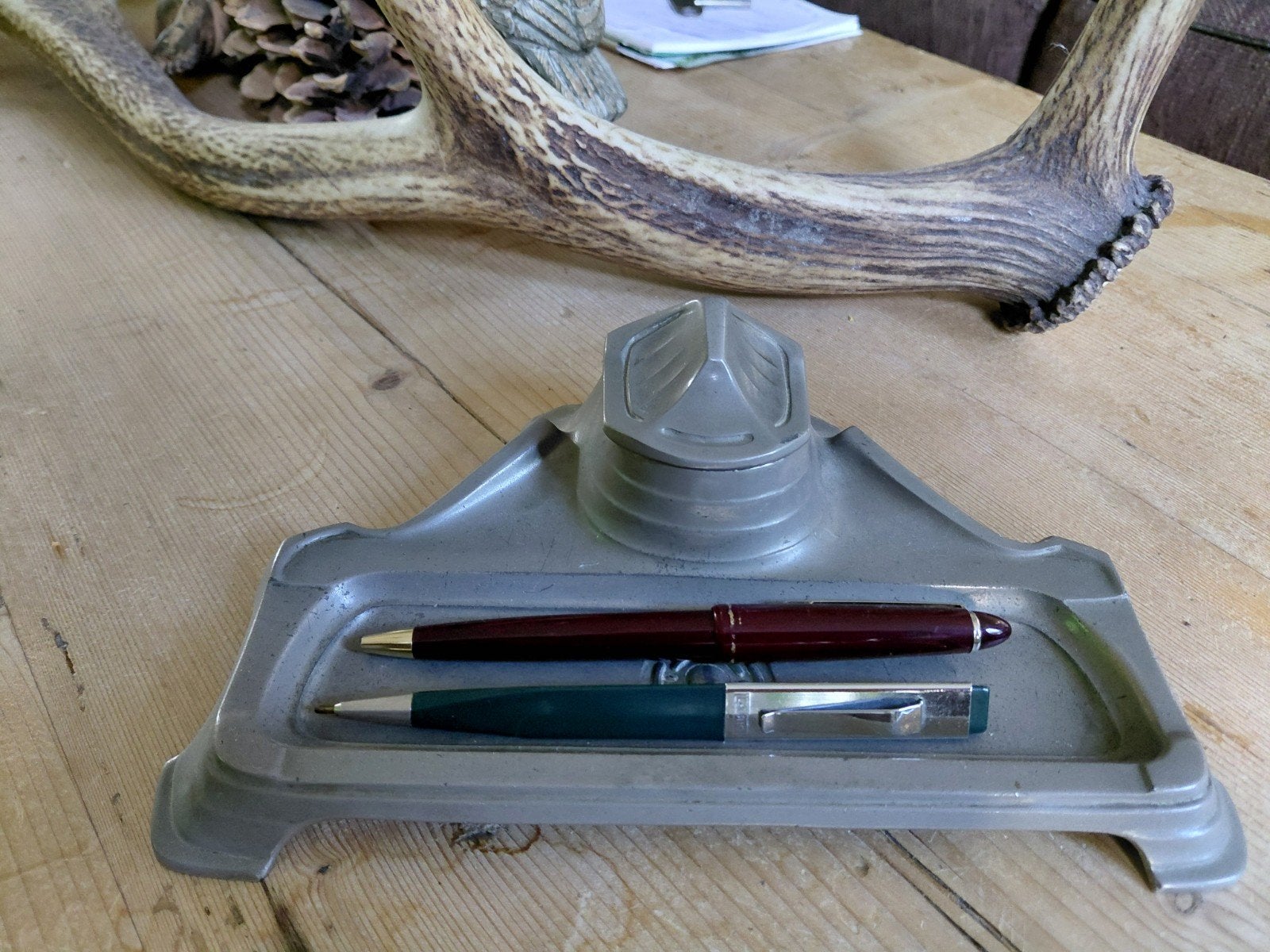 Vintage Art Deco tinnen inktstel, Ophalen of Verzenden