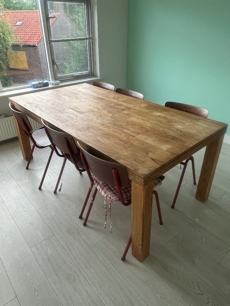 Houten acacia tafel, Ophalen, Gebruikt, 50 tot 100 cm, Acacia