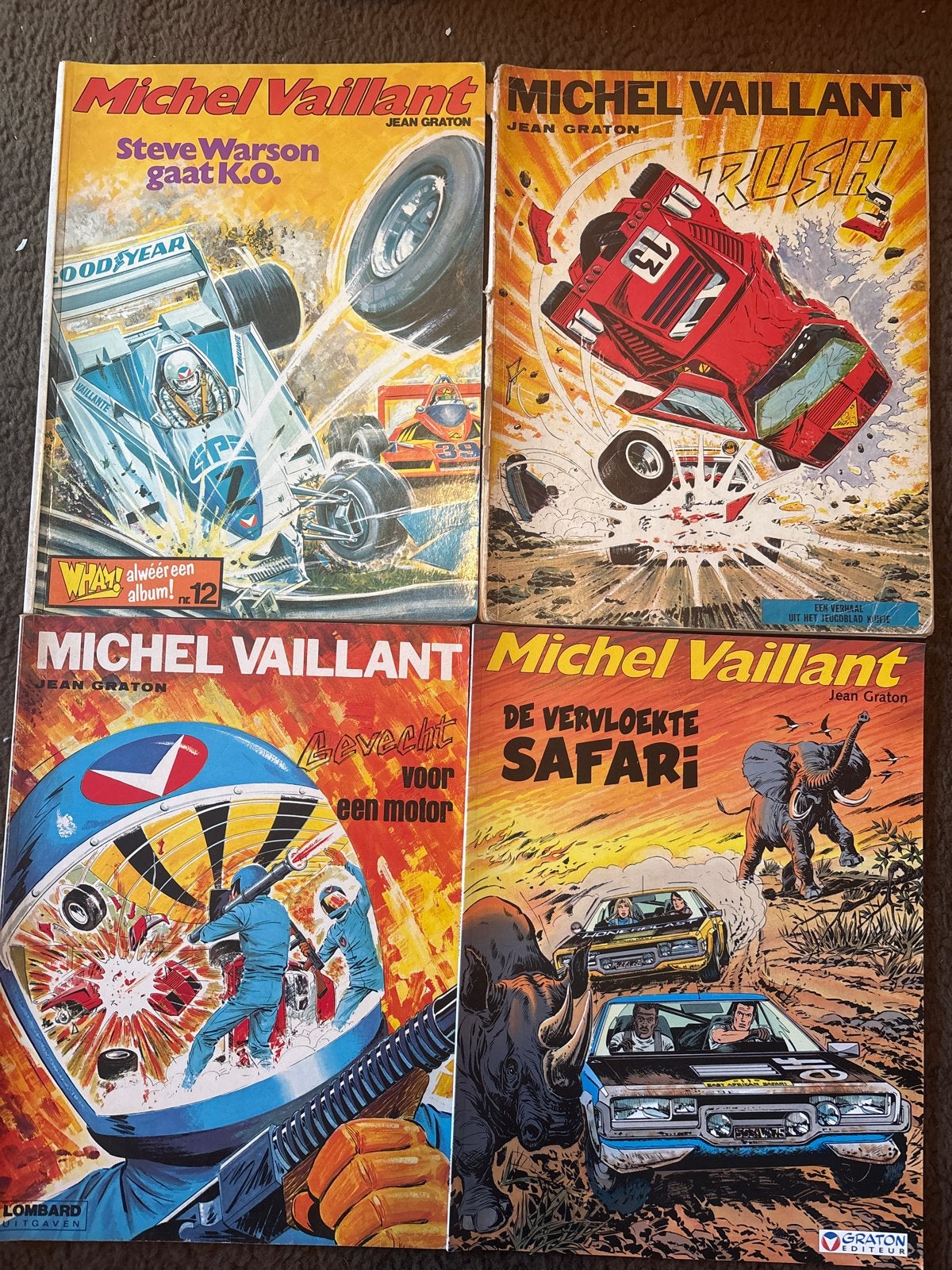 Vintage Michel Vaillant stripboeken - 4-delige collectie 197, Meerdere stripboeken, Ophalen of Verzenden, Gelezen