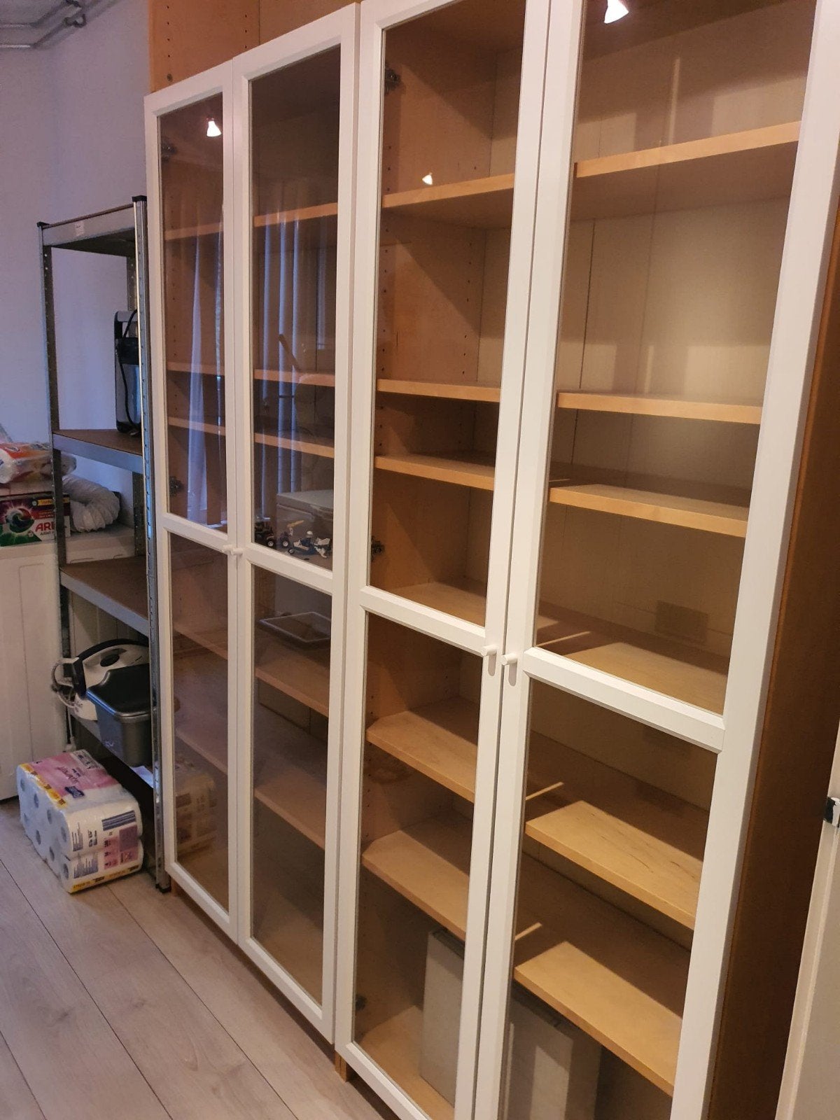 Boekenkast met glazen deuren (200x80 cm), Ophalen, 200 cm of meer, 50 tot 100 cm, Gebruikt