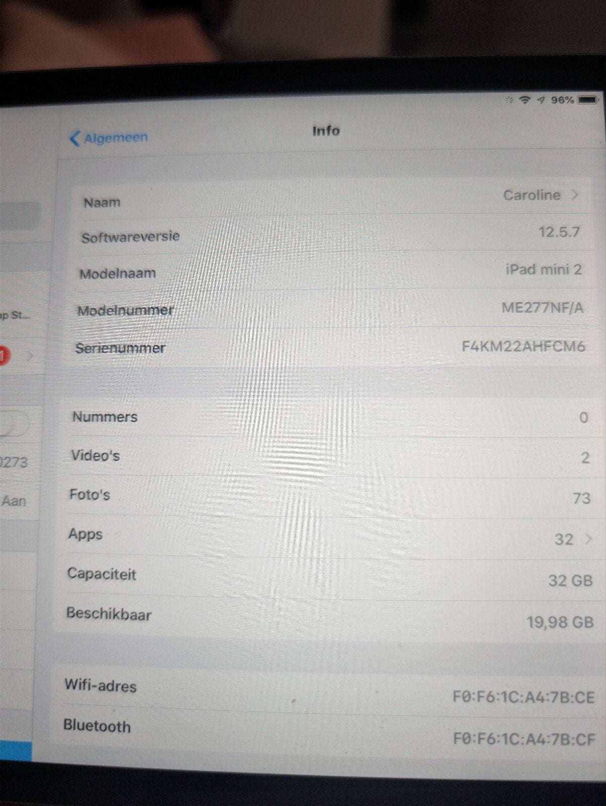 iPad mini 2 (A1489) - 32GB - Wi-Fi - Zilver, Computers en Software, Apple iPads, Ophalen, Gebruikt, 32 GB, 7 inch of minder